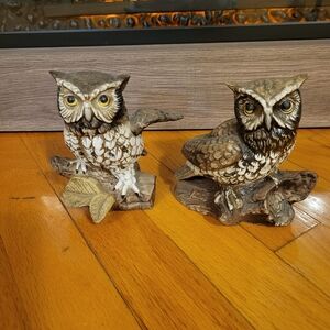 Homeco Owl Figurines - Vintage Porcelain Owls -Set of 2